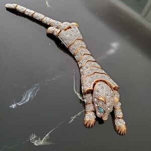 Elegant Silver and Gold Panther Brooch